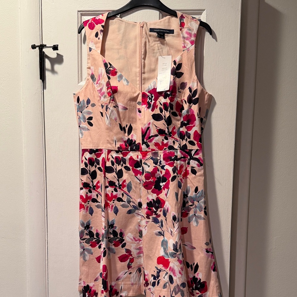 Sleeveless Pink Floral A-Line Dress
